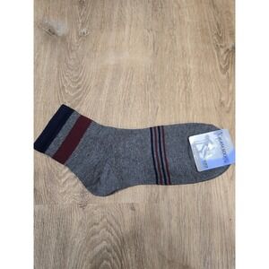 GIAM SOCKS Men's Ankle Socks Low Cut Striped Grey Red Navy Made in Korea NWT